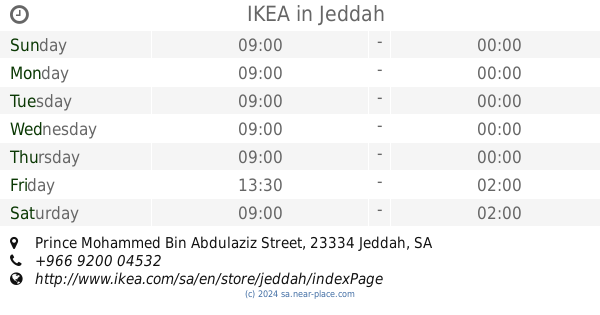 Ikea Jeddah Opening Times Prince Mohammed Bin Abdulaziz Street Tel 966 9200 04532