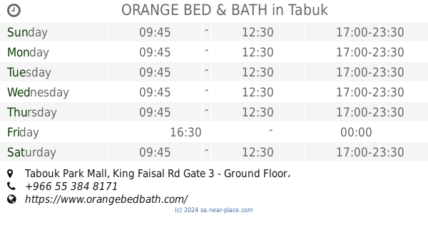 orange bed bath tabuk opening times tel 966 55 384 8171