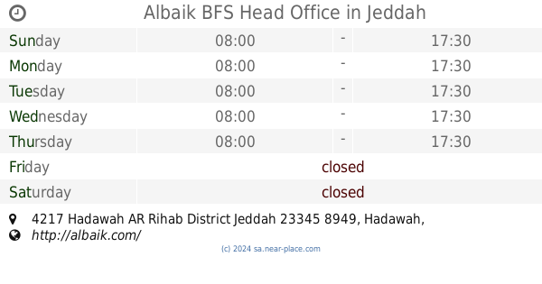 Albaik Bfs Head Office Jeddah Opening Times 4217 Hadawah Ar