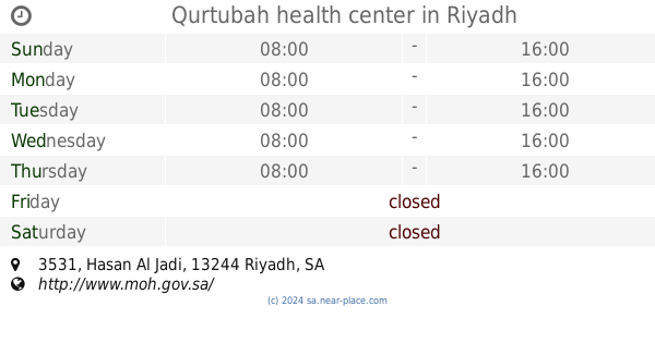 Qurtubah Health Center Riyadh Opening Times 3531 Hasan Al Jadi Contacts